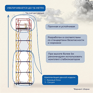 Вышка тура ВСП 0.7х1.6, 5.2 м ver. 2.0 